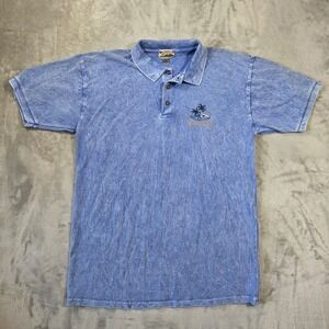 Vintage Lifestyles San Diego Polo Shirt Mens M Blue Acid Wash Embroidered Retro